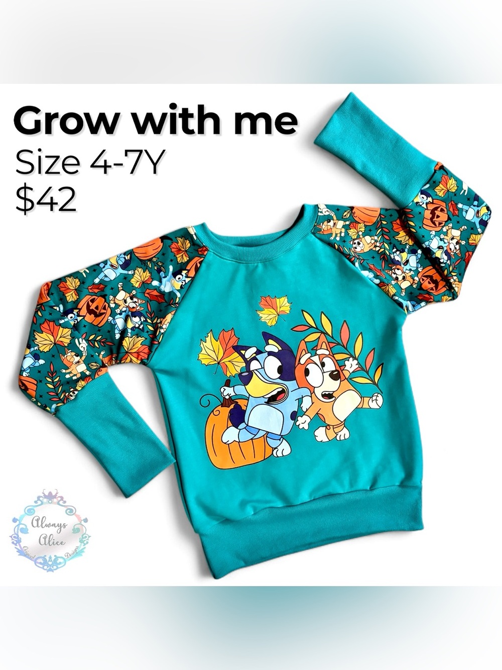 Bluey printed handmade grow with me sweater